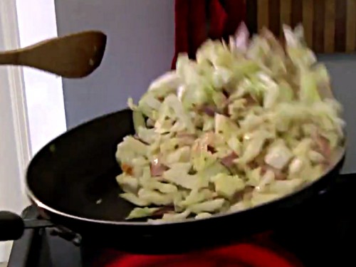 Cabbage sautÃ©ed in bacon fat