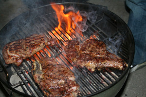 Steak over charcoal